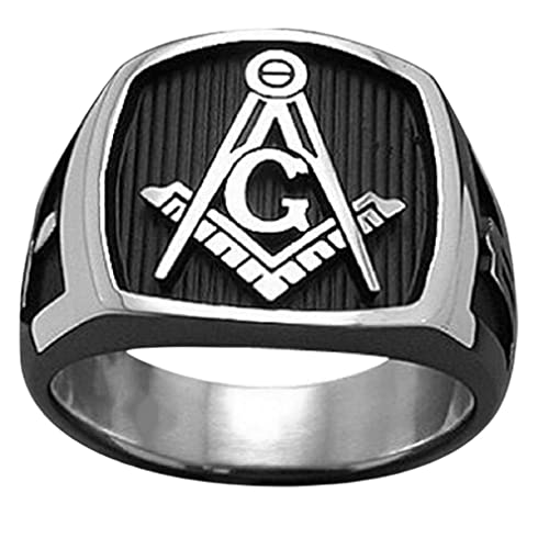 PikaLF Freimaurer Ring für Männer, Freimaurer Ring, Vintage Freimaurer Symbol Freimaurer Ringe, Hip Hop Biker Ring, Retro religiöse Amulett Ring, Punk Freimaurer Schmuck (19.8) von PikaLF