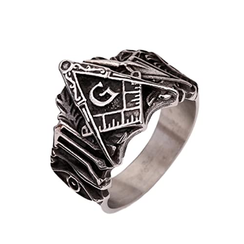 PikaLF Freimaurer Ring für Männer, Vintage Freimaurer Ring, All Seeing Eye Ring, Illuminati Auge der Vorsehung Ring, Hip Hop Biker Ring, Punk Freimaurer Augenschmuck (18.9) von PikaLF