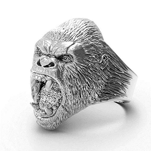 Gorilla Ring für Männer, Angry Orang-Utan Ring Big Monkey Ring, Hip Hop Biker Herrenmode Domineering Punk Ring, Vintage Tierring Schmuck Geschenk für Männer Jungen (17.3) von PikaLF