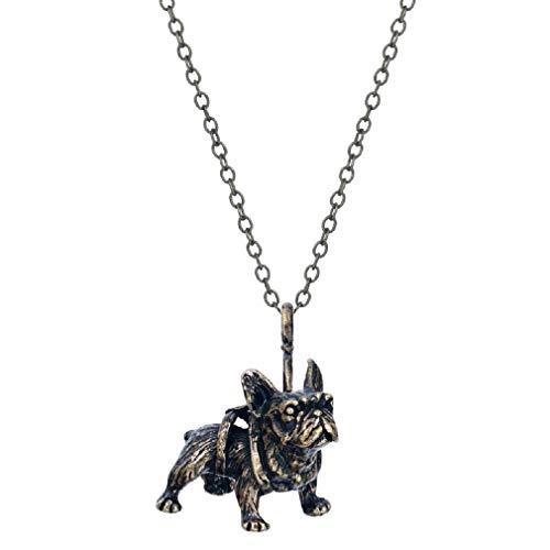 Hundehalskette für Männer, Bulldogge Anhänger Halskette mit 17,7 "Kette, Gothic Pitbull Mops Hundekopf Halskette, Vintage Hund Totem Amulett Halskette, Punk Tier Hund Schmuck (Bronze) von PikaLF