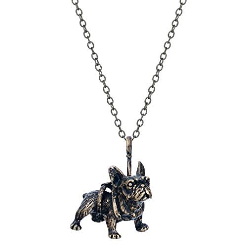 Hundehalskette für Männer, Bulldogge Anhänger Halskette mit 17,7 "Kette, Gothic Pitbull Mops Hundekopf Halskette, Vintage Hund Totem Amulett Halskette, Punk Tier Hund Schmuck für Männer (Bronze) von PikaLF