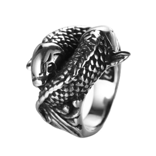 PikaLF Fischring für Männer, nordischer Wikinger-Koi-Karpfenring, Vintage Koi-Fisch-Totem-Amulettring, Hip-Hop-Biker-Ring, Punk-Tierfischschmuckgeschenk für Männer Jungen (18.9) von PikaLF