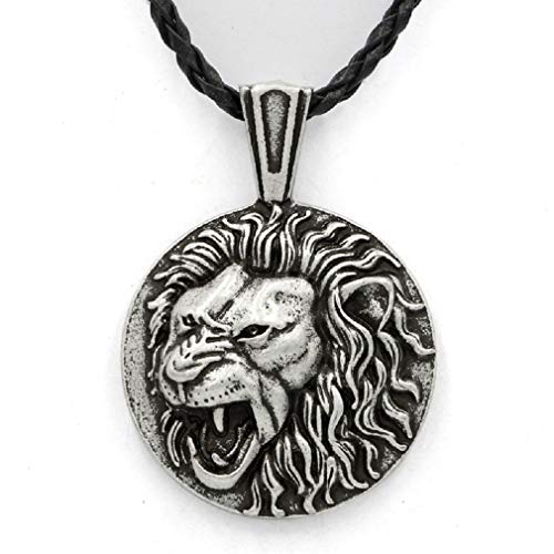 PikaLF Löwen Halskette für Männer, Nordische Wikinger Löwenkopf Anhänger Halskette mit 22,8 "Kette, Gothic Hip Hop Brüllende Löwen Halskette, Celtic Lion Totem Amulett Halskette von PikaLF