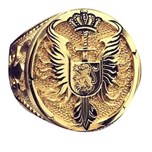 PikaLF Löwenring für Männer, nordischer Wikinger-Löwenkopfring, goldener Löwenkronenring, gotischer Schwertschild-Flügelring, Hip-Hop-Löwen-Siegelring, Vintage-Löwentotem-Amulettring (18.1) von PikaLF