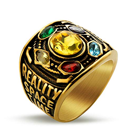 PikaLF Thanos Ring für Männer, Thanos Infinity Gauntlet Ring, Infinity Stone Ring, Infinity War Soul Power Steinkristallring, Modeschmuck Geschenk für Männer Jungen (19.8) von PikaLF