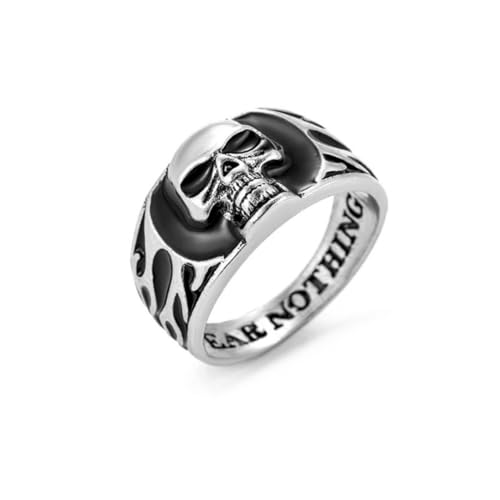 Schädelring für Männer, Gothic Demon Schädelkopfring, Punkrockschädel-Totemring, Vintage Black Eye Schädelknochenamulettring, Hip Hop Halloween Biker Ring, Wikingerschädelschmuckgeschenk (19.8) von PikaLF