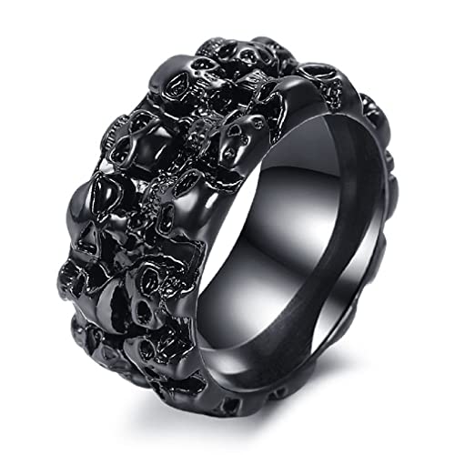 Totenkopf Ring für Männer, Gothic Dämon Schädel Kopf Ring, Totenschädel Skelett Ring, Punk Rock Totenkopf Totem Ring, Hip Hop Halloween Schädel Biker Ring, Wikinger Schädel Schmuck (20.6) von PikaLF