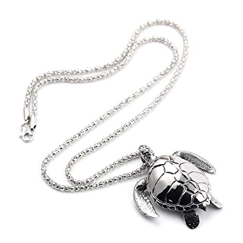 Turtle Halskette für Männer, Sea Turtle Anhänger Halskette mit 23,6 "Kette, Viking Turtle Totem Anhänger, Gothic Turtle Amulett Halskette, Punk Turtle Schmuck Geschenk für Männer Jungen von PikaLF