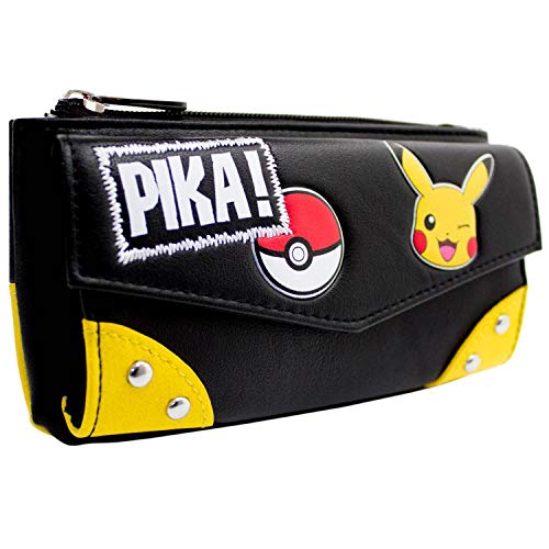 Pikachu Pika! Zwinkernder Pokeball Portemonnaie Briefumschlag Münzfach & Kartenhalter, Schwarz von Pikachu