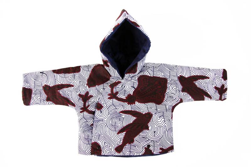 Reversible Kimono Mit Kapuze "Underwater Exploration, By Night", Faire Löhne Nachhaltige Kleidung Sozial Verantwortlich Mode-Baby-Kinder-Designer." von PikkuTakki