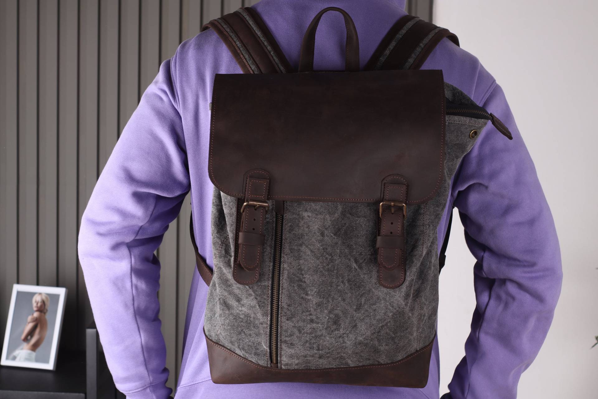 Canvas Rucksack Laptop, Canvas Rucksack, Herren Laptop, Leder Männer, Laptop Männer, Leder Laptop von Pikore