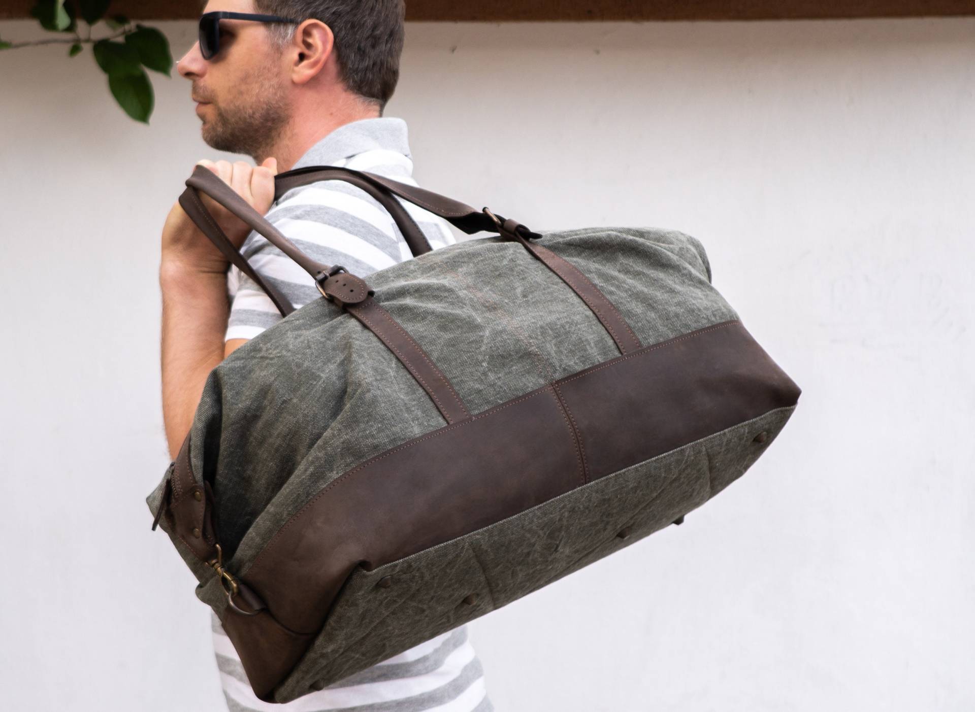 Canvas Weekender, Custom Herren Reisetasche, Seesack Männer, Übernachttasche Personalisiert, Wasserdichter Seesack, Reise von Pikore