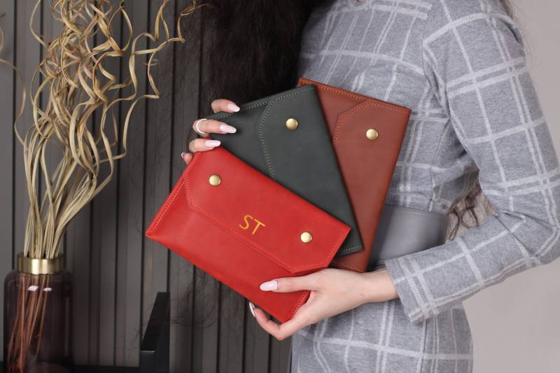 Leder Geldbörse Geldbörse, Leder Umschlag Clutch Tasche, Lange Brieftasche Frauen, Leder Tasche Frauen von Pikore