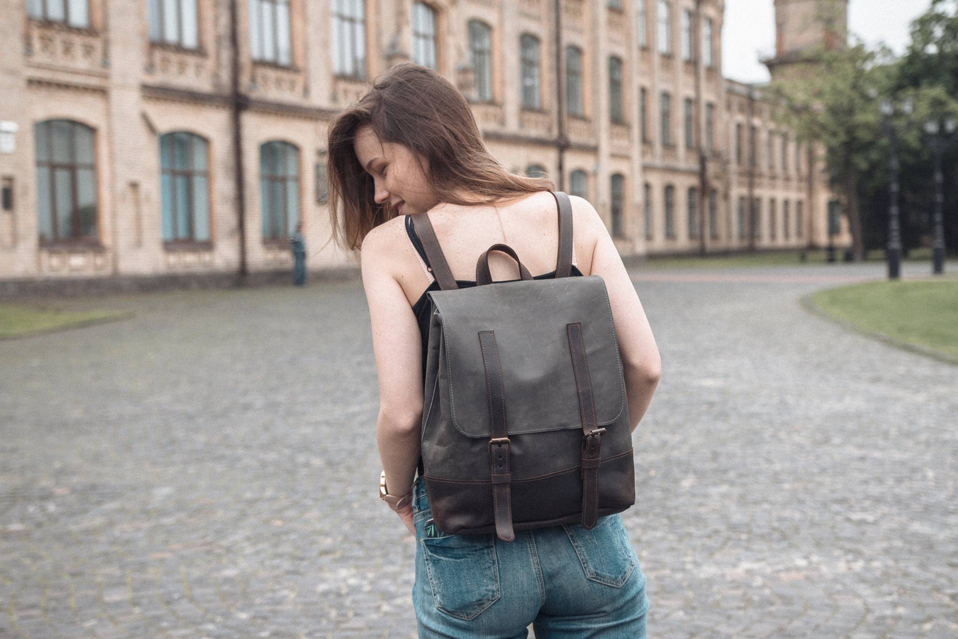 Rucksack Frauen, Leder Rucksack, Rucksack Rucksack, Schulrucksack, College Rucksack, Brauner Leder Frauen, Laptop Aus von Pikore