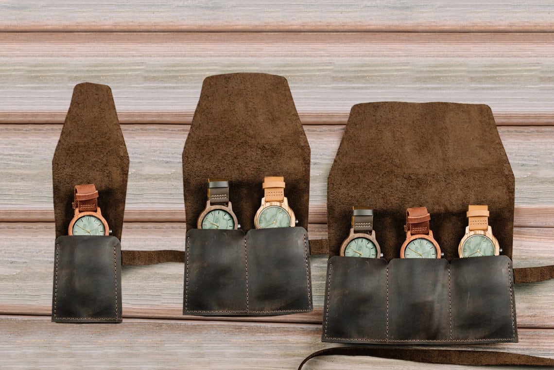 Uhrenrolle, Leder Uhrenetui, Leder Uhrentasche, Uhrentasche, Uhrenaufbewahrung Leder, Reise-Uhrentasche, Uhrenaufbewahrung Leder von Pikore