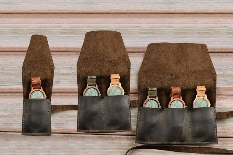 Uhrenrolle, Leder Uhrenetui, Leder Uhrentasche, Uhrentasche, Uhrenaufbewahrung Leder, Reise-Uhrentasche, Uhrenaufbewahrung Leder von Pikore