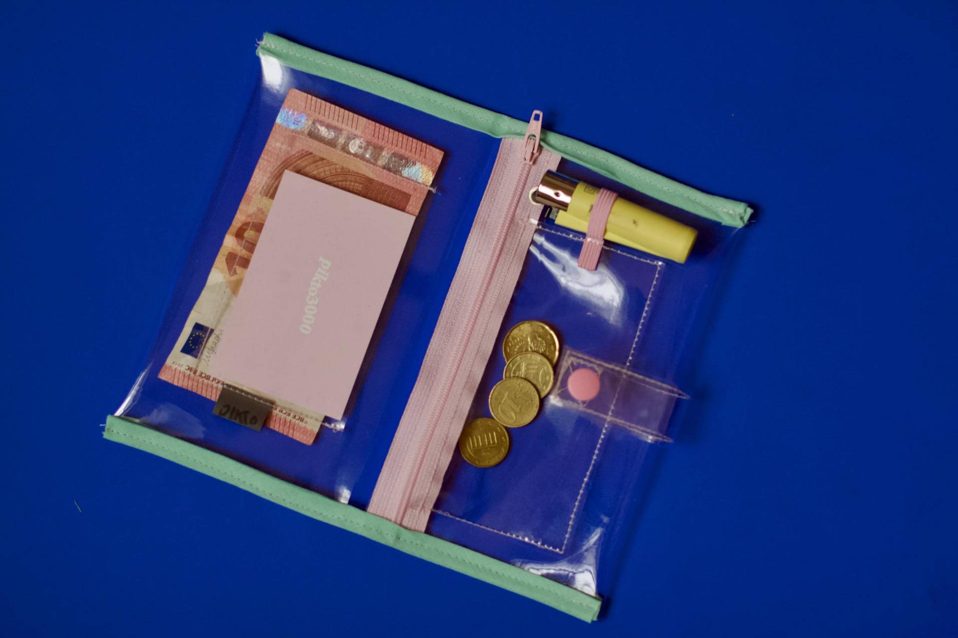 Clear Tobacco Pouch Versatile Purse Water Repellent Pink & Mint Clear Tobacco Pouch Versatile Purse Water Repellent Pink & Mint von Pikto3000