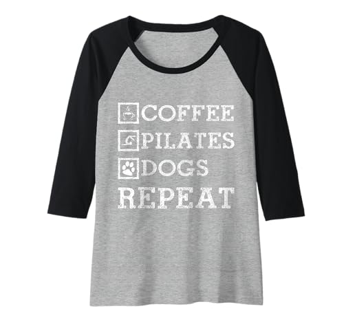 Damen Pilates-Kaffee-Hundeliebhaber, lustiger Yoga-/Pilates-Lehrer Raglan Damen Pilates-Kaffee-Hundeliebhaber, lustiger Yoga-/Pilates-Lehrer Raglan von Pilates Apparel & Gifts
