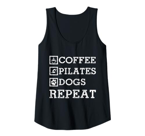 Damen Pilates-Kaffee-Hundeliebhaber, lustiger Yoga-/Pilates-Lehrer Tank Top von Pilates Apparel & Gifts