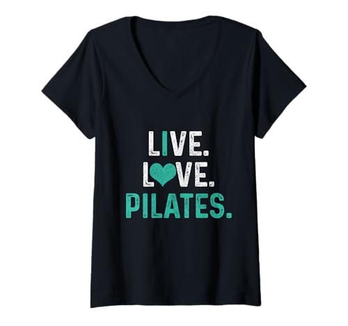 Damen Pilates Live Love Lustig Yoga Pilates Lehrer Sport T-Shirt mit V-Ausschnitt Damen Pilates Live Love Lustig Yoga Pilates Lehrer Sport T-Shirt mit V-Ausschnitt von Pilates Apparel & Gifts