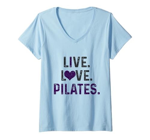 Damen Pilates Live Love Lustig Yoga Pilates Lehrer Sport T-Shirt mit V-Ausschnitt Damen Pilates Live Love Lustig Yoga Pilates Lehrer Sport T-Shirt mit V-Ausschnitt von Pilates Apparel & Gifts