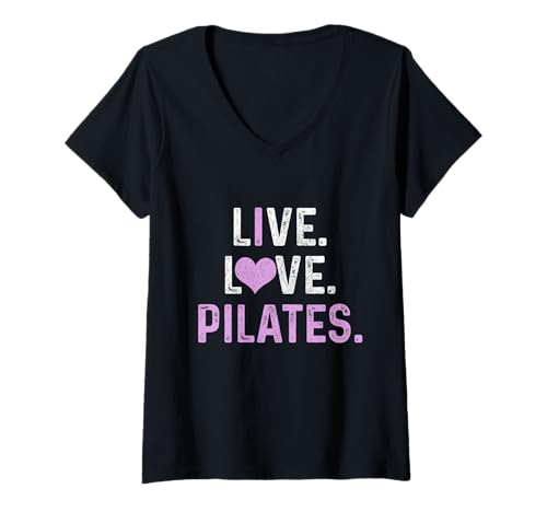Damen Pilates Live Love Lustig Yoga Pilates Lehrer Sport T-Shirt mit V-Ausschnitt Damen Pilates Live Love Lustig Yoga Pilates Lehrer Sport T-Shirt mit V-Ausschnitt von Pilates Apparel & Gifts