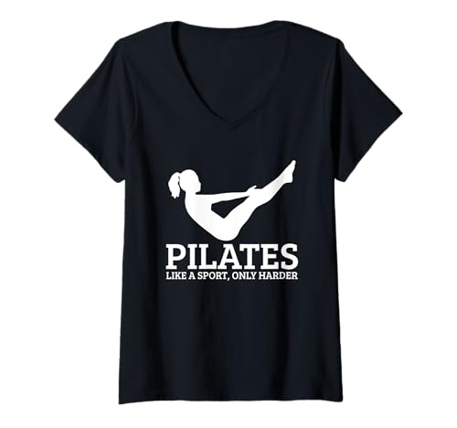 Damen Pilates wie EIN Sport, nur härter Lustiger Yogalehrer T-Shirt mit V-Ausschnitt von Pilates Apparel & Gifts