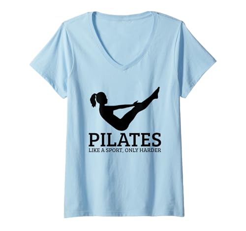 Damen Pilates wie EIN Sport nur härter Lustiger Pilates-Instruktor T-Shirt mit V-Ausschnitt von Pilates Apparel & Gifts
