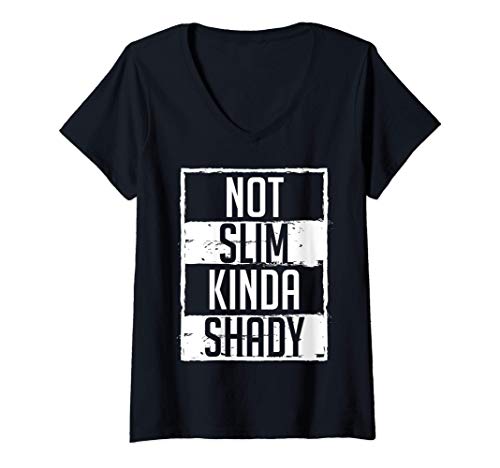 Damen Not Slim Kinda Shady Chubby Gym Design T-Shirt mit V-Ausschnitt von Pilates Dumbbell Fit Healthy Lifestyle Tee