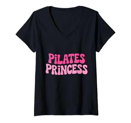 Damen Pilates Prinzessin Meditation Fitness Yoga T-Shirt mit V-Ausschnitt von Pilates Fitness Sport