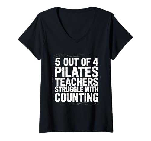 Damen 5 Out of 4 Pilates Teachers Struggle with Counting - T-Shirt mit V-Ausschnitt Damen 5 Out of 4 Pilates Teachers Struggle with Counting - T-Shirt mit V-Ausschnitt von Pilates Humor Miscount Momente