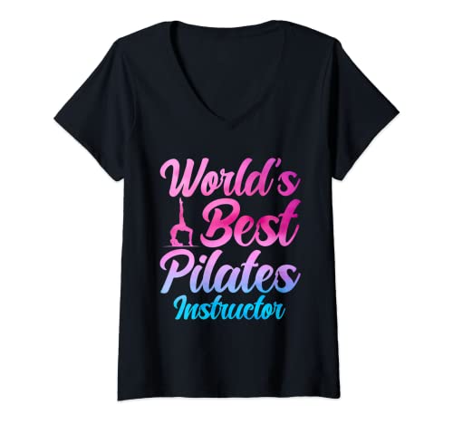 Damen Pilates Der beste Pilates Lehrer der Welt Pilates Trainer T-Shirt mit V-Ausschnitt von Pilates Lehrer & Pilates Trainer Geschenk