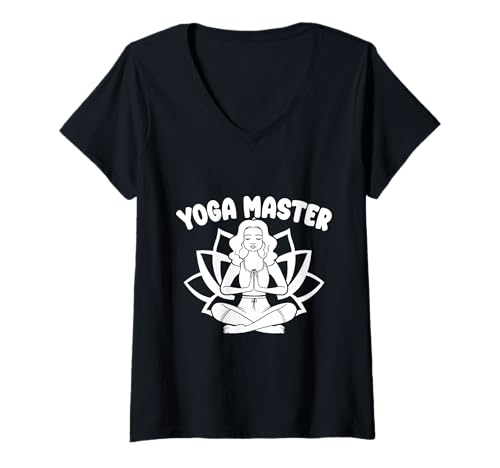 Damen Pilates Enthusiasten Yoga Master Pilates T-Shirt mit V-Ausschnitt von Pilates Sprüche Designs Für Frauen Männer