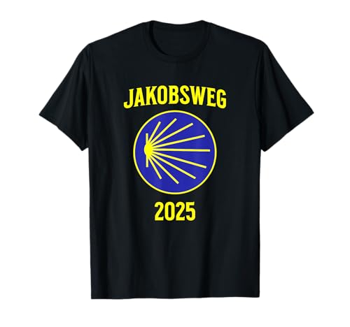 Pilger Wanderer Jakobsweg 2025 T-Shirt - Schwarz, S - Unisex Erwachsene, Kinder - Klassisch, Crew-Ausschnitt, Klein von Pilger Wanderer Jakobsweg 2025