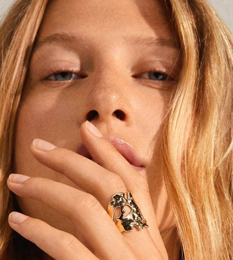 Pilgrim - Happy - Vergoldeter Ring mit natürlicher Form-Goldfarben von Pilgrim