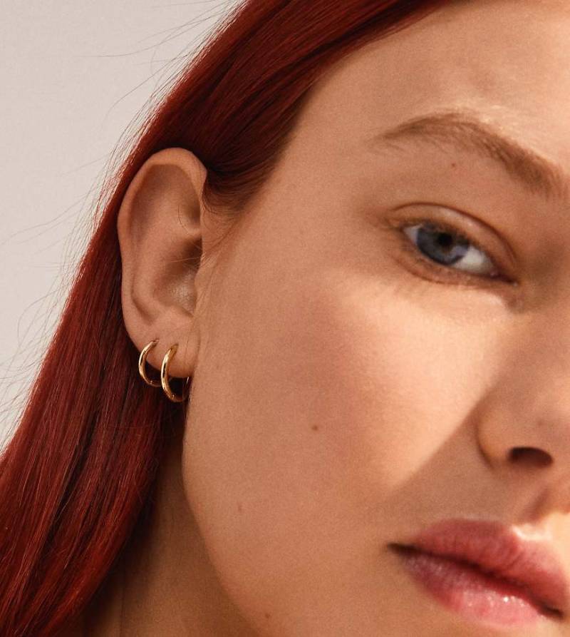 Pilgrim - Leaf - 2-in-1-Set mit kleinen, vergoldeten Creolen-Goldfarben von Pilgrim