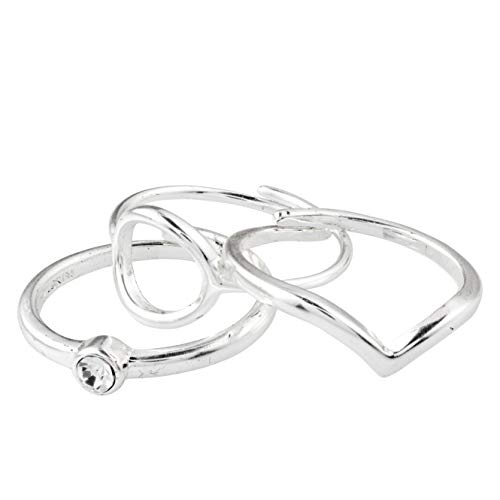 PILGRIM Versilbert Stapelringe - 3-in-1-Geschenkset, Versilbert Stapelringen mit einstellbare Größe von PILGRIM