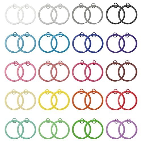 Pilikoll 40 Stück 30mm Flacher Schlüsselring Metall Schlüsselanhänger Runder Geteilte Metallschlüsselringe Schlüsselring Bunt Runde Flache Schlüsselanhänger für DIY-Kunst,chlüssel,Ornamente von Pilikoll
