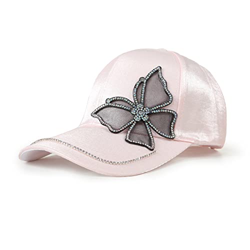 Baseballkappe Sonnenhut Strass Pailletten Kappe Diamant Bling Hut niedlich cool Sommermützen Modische Trucker Hüte für Frauen Männer, Schmetterling pink, Medium von Pilipala