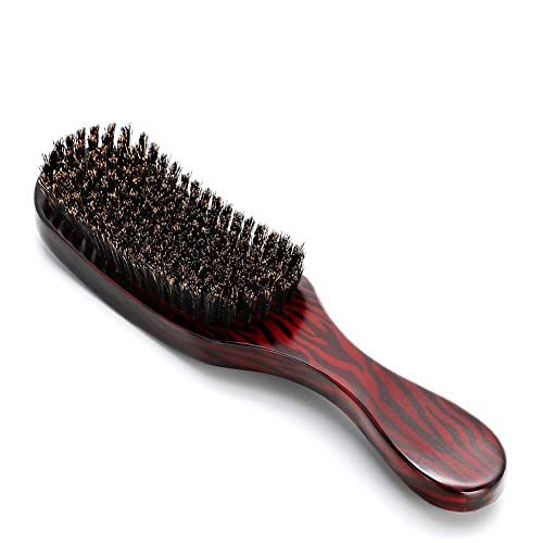 Haarbürste mit Wildschweinborsten, weiche Naturborsten, geeignet für feines und feines Haar, Haarbürste für Männer und Frauen, braun, glättend, gewellt, Kopfhaut weich von Pilipane