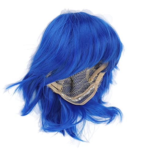 Cosplay -Perücke kurze flauschige Männer natürliche Anime Cosplay Party Kostüm Synthetische Haar Perücke Blau Stylish modisch bequem atmungsaktiv für Halloween Rollen spielen von Pilipane