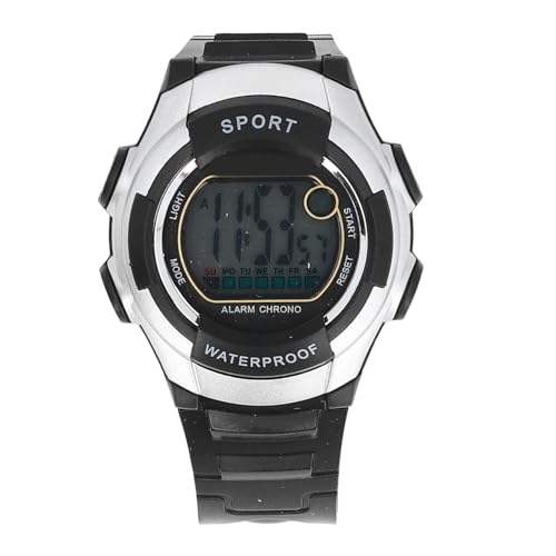 Digitale Sportwache wasserdichte multifunktionale Vintage -LED Luminous Unisex Stoppuhr Alarm 12/24 Stunden Großbildschirme Armbanduhr für das Aufstieg des Kletterns (Silber) von Pilipane
