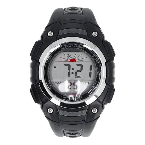 Digitale Uhr wasserdichte Unisex große LED -Display Stoppuhr Kalender Alarm 50m wasserdicht schockdes Gummi -Band Watch für Sportliebhaber, die Wanderschwimmen Laufen Lassen (Schwarz) von Pilipane