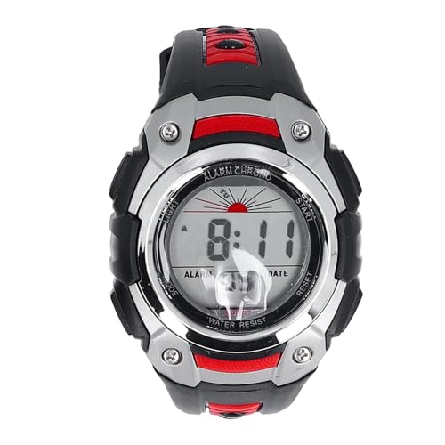 Digitale Uhr wasserdichte Unisex große LED -Display Stoppuhr Kalender Alarm 50m wasserdicht schockdes Gummi -Band Watch für Sportliebhaber, die Wanderschwimmen Laufen Lassen (Schwarz rot) von Pilipane