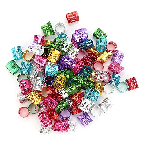 Haare Geflecht Manschettenperlen Ringe farbenfrohe verstellbare Dreadlock -Dekorationen für Frauen Männer 100pcs Gold Silber Metall Haarzubehör (Farbe) von Pilipane