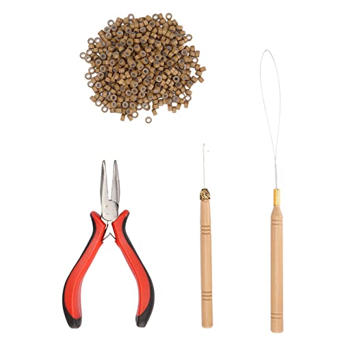 Haarverlängerungs-Werkzeugset, Haarverlängerungs-Lametta-Set, Haarverlängerungs-Mikroringe, Verbindungsperlen – Mikro-Silikonringe, Zange, Häkelnadel – Professionelles Haar-Styling-Set(200 beads) von Pilipane