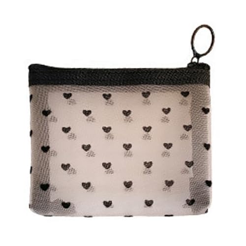 Herzdruck Mesh Make -up -Tasche stilvolle atmungsaktive tragbare kosmetische Organisatorin für Frauen täglich Verwenden Sie Leichte Mini -Reißverschlussbeutel von Pilipane