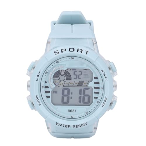 Kinder Analog digitales wasserdichte Uhr mit 7 Farb LED Backlight Multifunktional Zeitnehmer Alarm Stoppuhr für Jungen Mädchen 5 bis 17 Jahre alte hellblaue Pu -Band von Pilipane