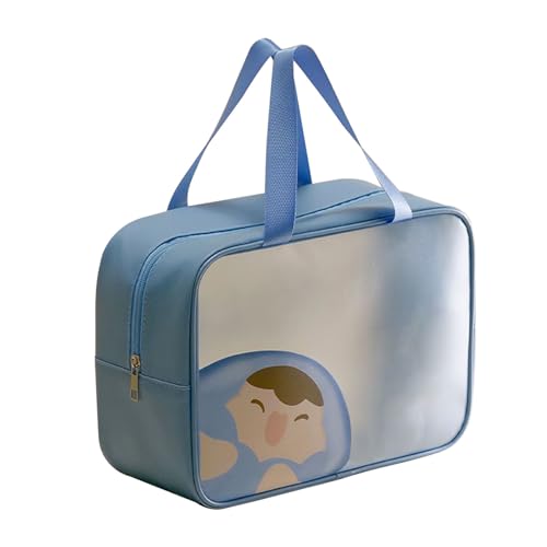 Kosmetiktaschen Make -up Aufbewahrungstillentrum Tasche Großer Kapazität wasserdicht tragbarer Reisebereich für Frauen Mädchen PVC Material niedlich Cartoon Design (Dunstblau) von Pilipane