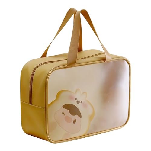 Kosmetiktaschen Make -up Aufbewahrungstillentrum Tasche Großer Kapazität wasserdicht tragbarer Reisebereich für Frauen Mädchen PVC Material niedlich Cartoon Design (Gelb) von Pilipane